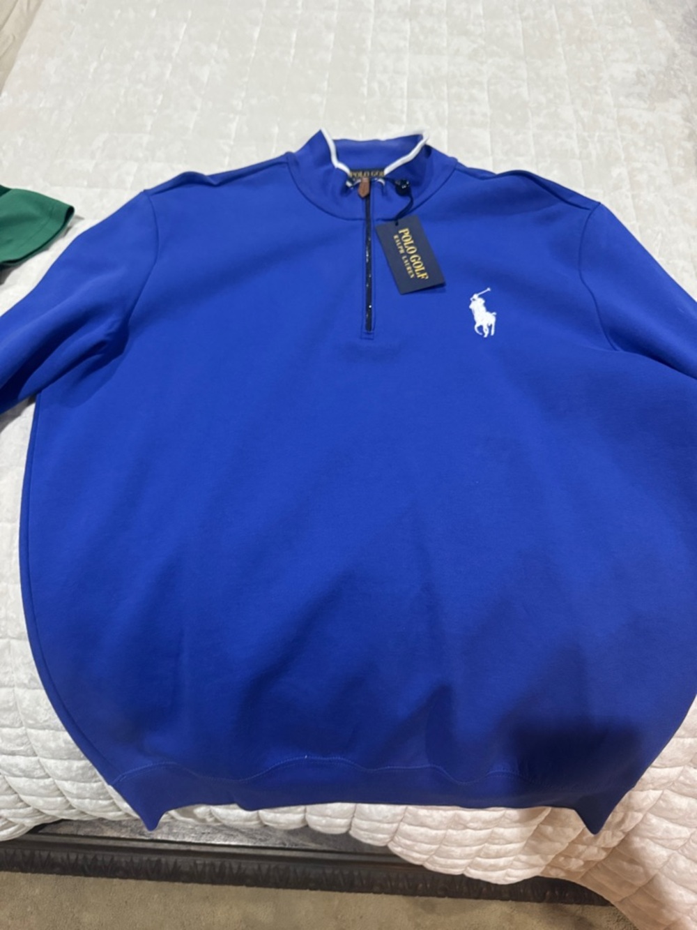 Ralph Lauren Polo Golf Royal Blue Quarter-Zip Pullover with White Trim